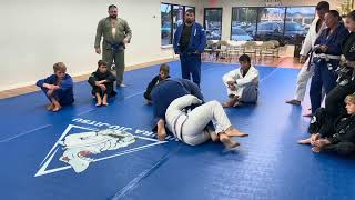 Deep Half-Guard Sweep From Open Guard Knee Cut Attempt