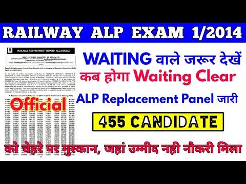 Alp Replacement Provisional panel for Waiting Candidate RRB Allahabad ...