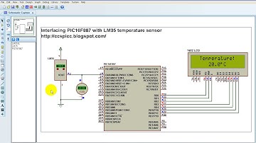 PIC16F887 + LM35 temperature sensor - Proteus simulation