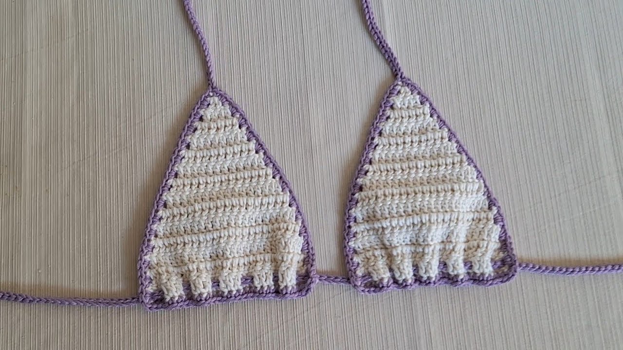 Biquíni de crochê duas cores fácil e rápido 🌊👙