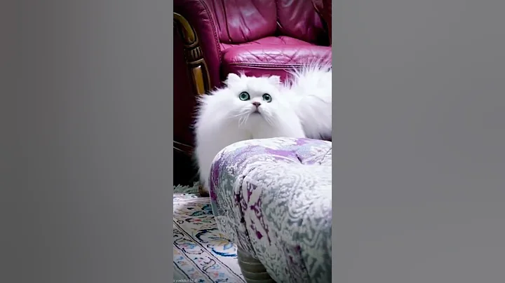 Watch the video about Snow white Persian cat | Extra long hair | Green eyes