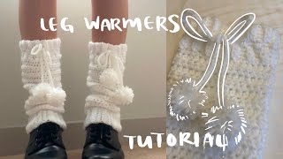 crochet pinterest-inspired leg warmer with pom poms & bow ୨୧ | easy tutorial