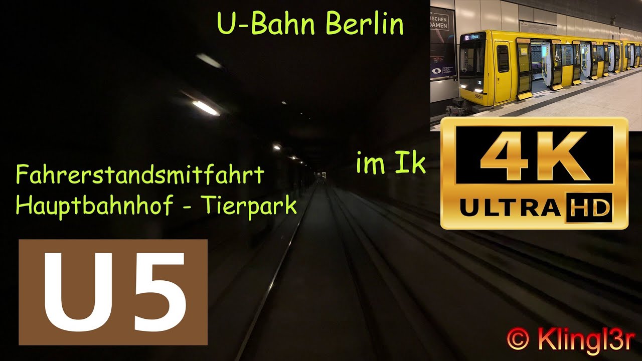 [4K60] Führerstandsmitfahrt U-Bahn Berlin - Hauptbahnhof - Tierpark U5 [Stadler Ik]