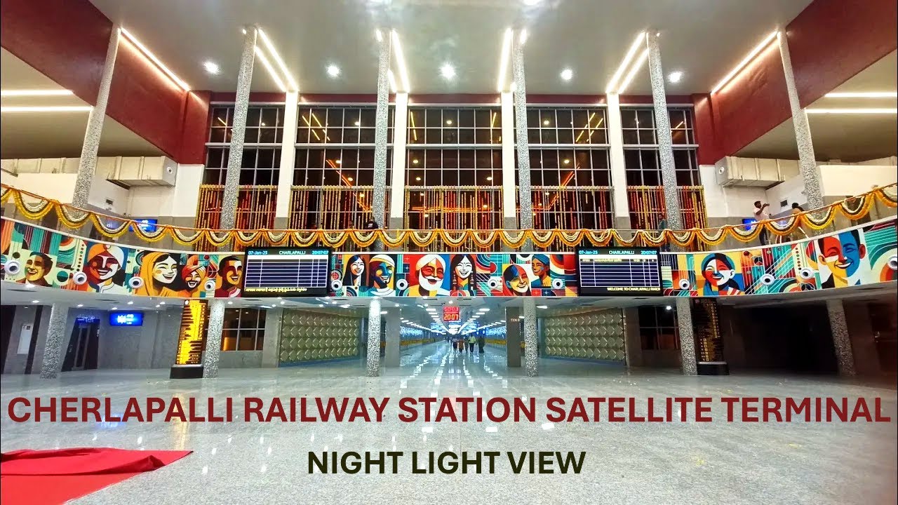 Cherlapalli Railway Station Satellite Terminal Night Light view
