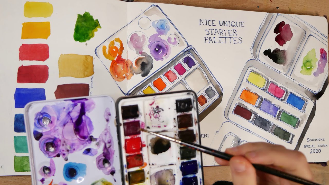 Interesting beginner palettes for botanical art:  A closer look at QoR Mini and Schmincke 2020 Sets
