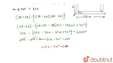 A footpath of uniform width runs all around the inside of a rectangular field 38 m long and 32 m...