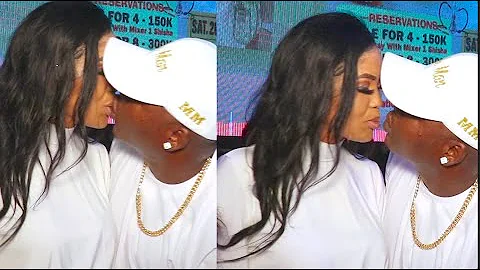 So Romantic, See How Baba Tee Kissed His Wife, Niyi Johnson, Baba Tee Shuts Down His Movie Premiere.