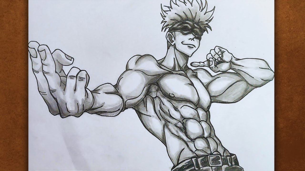 How to draw Gojo Dynamic Pose | Jujutsu Kaisen | Anime drawing step by ...