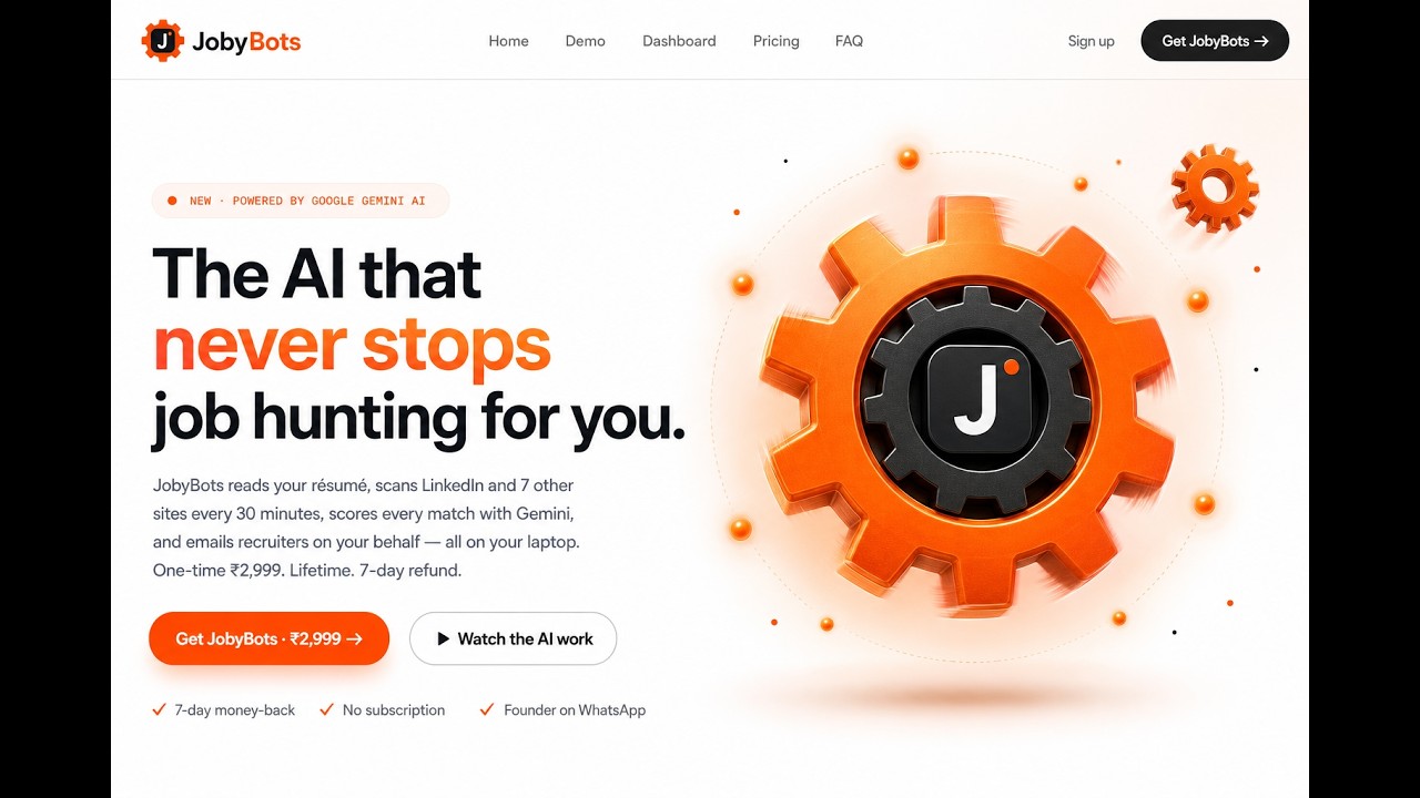 JobyBots — Your AI Job Hunter. 24/7. Live demo. — video preview