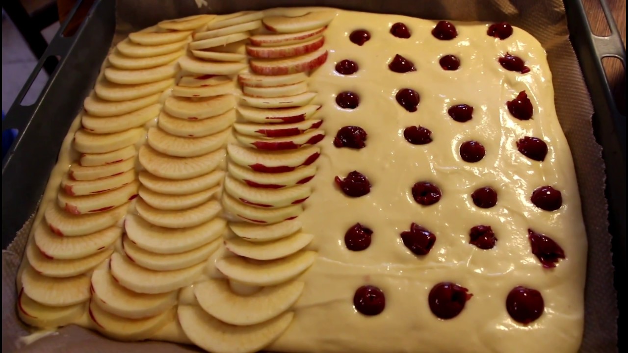 Apfel- / Kirschkuchen vom Blech - super einfach - YouTube