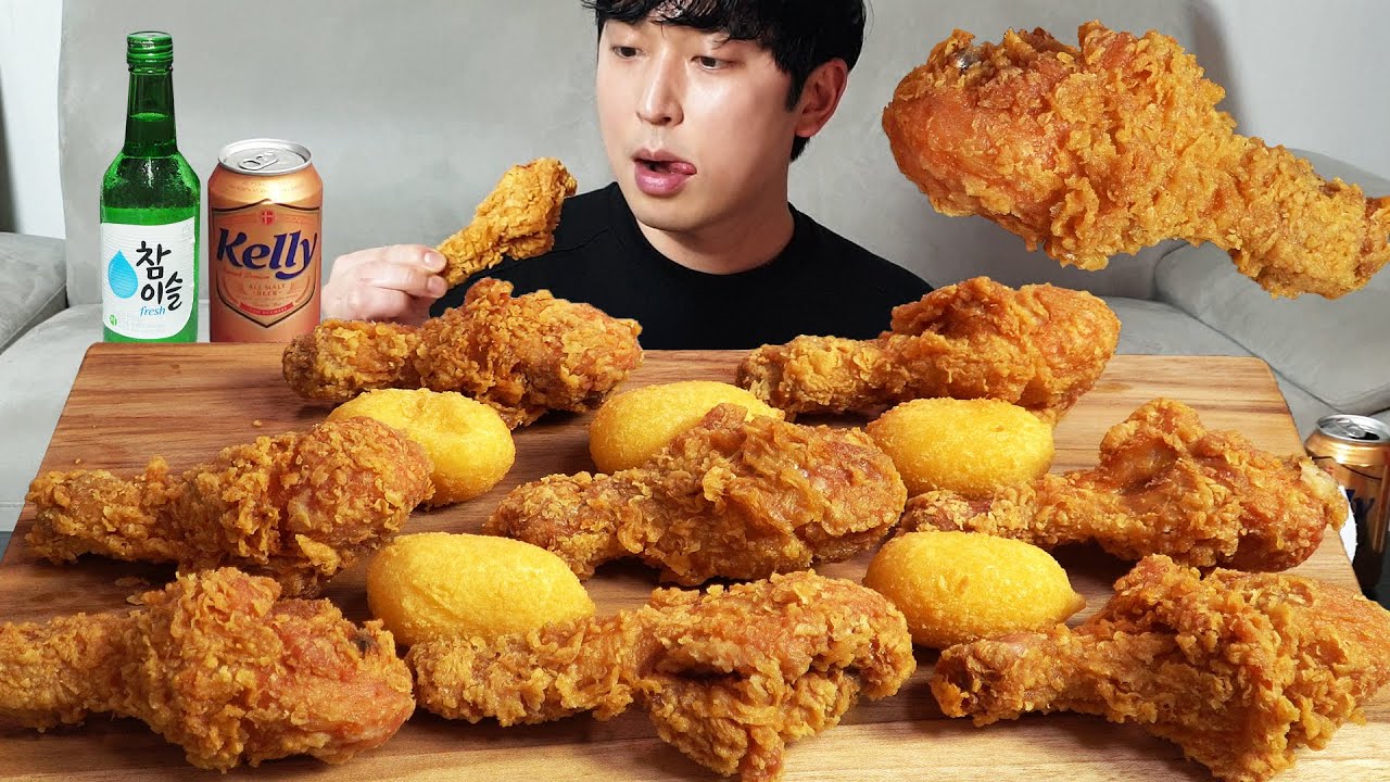 Хрустящие жареные шарики из курицы и сыра MUKBANG REALSOUND ASMR EATINGSHOW