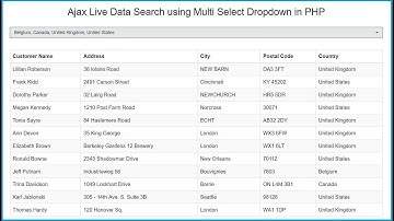 Ajax Live Data Search using Multi Select Dropdown in PHP