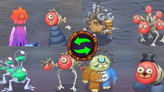 Ethereal workshop And Raw Zebra Monsters And Song Together -  Comparison ~ My Singing Monsters