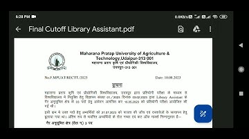 Final Cutoff Library Assistant Mpuat Non Teaching Vacancy 2023. Library Assistant Mpuat 2023 Update