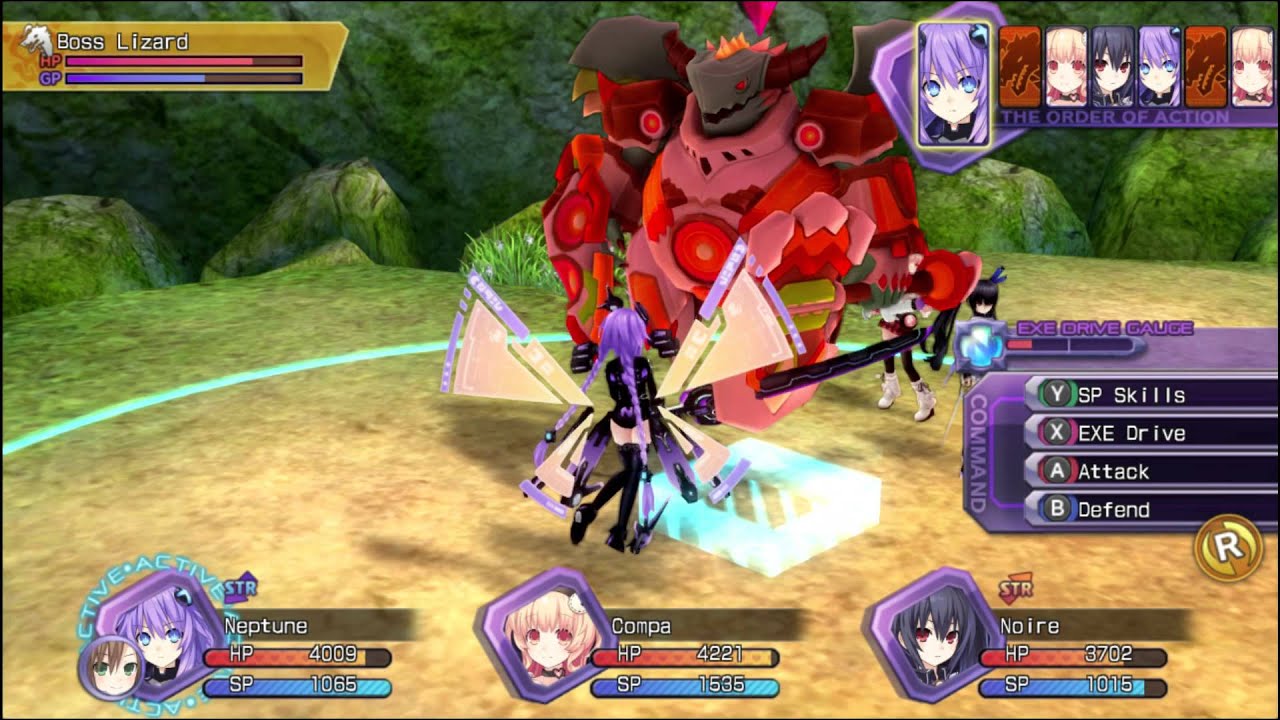 FORTIFY ENEMIES vs Boss Lizard | Hyperdimension Neptunia Re;birth1