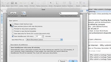 How to Create Backup Copies in MS Word 98 for MAC