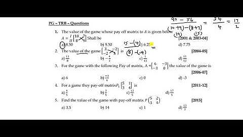 PG-TRB EXAM-MATHS/Operations Research/Games Theory/Previous year Question Discussion_Value of Game