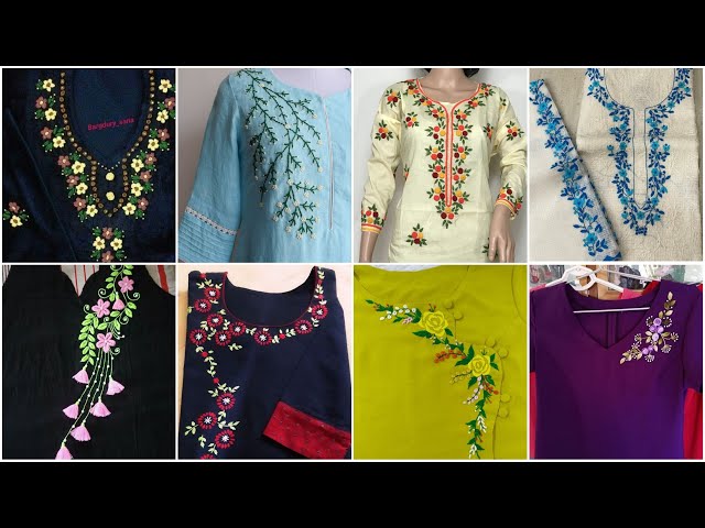 TEAL Embroidery designs for kurti chikankari kurti cotton chikankari kurti neck  embroidery designs for kurtis latest embroidery designs kurti