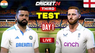 India vs England 3rd TEST Day 1 Match | England Tour Of India 2024 | Cricket 24 Live | RtxVivek