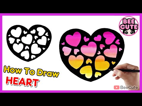 สอนวาดรูปหัวใจ | วาดภาพและระบายสีหัวใจสวยๆ แบบง่ายๆ | How to draw a beautiful heart | Bee Cute