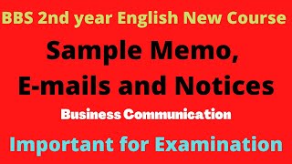 Sample Memo, E mails and Notices || BBA/BBS 2nd year English new course screenshot 2