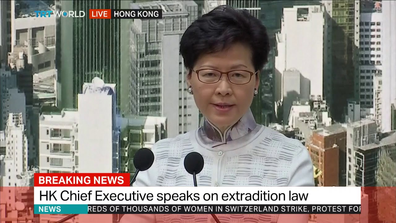 Hong Kong leader announces suspension of proposed extradition bill newspaper mockup