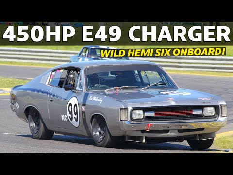 Angry 450HP Valiant Charger ONBOARD – 1972 E49 Hemi Six takes on V8's at Sandown!