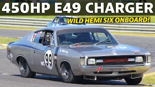 Angry 450Hp Valiant Charger Onboard 1972 E49 Hemi Six Takes On V8S At Sandown