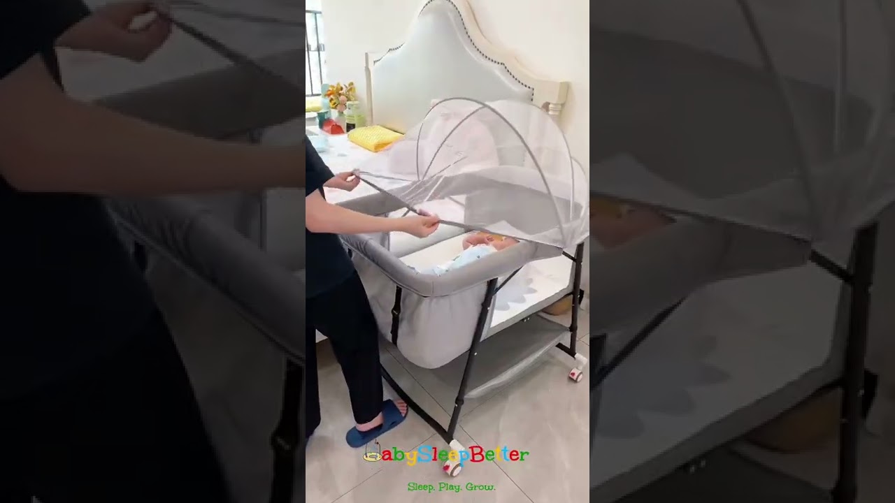 Newborn baby foldable Crib Rocking crib with mosquito net