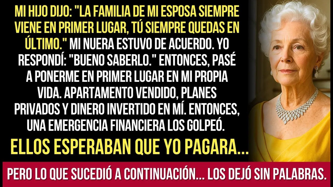 Acababa de sentarme en el sofá cuando mi hijo Óscar me miró directo a los ojos y dijo: «La familia de mi esposa siempre vendrá en primer lugar. Tú siempre serás la última». Isabella, mi nuera,...