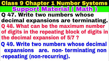 Class 9 Ch-1 Q 47 | Q 48 | Q 49 | Number Systems | Support Material | Most important Question | CBSE