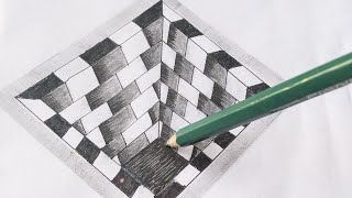 How to draw 3D rectangular shape | 3d drawing illusion | 3d drawing for beginners.