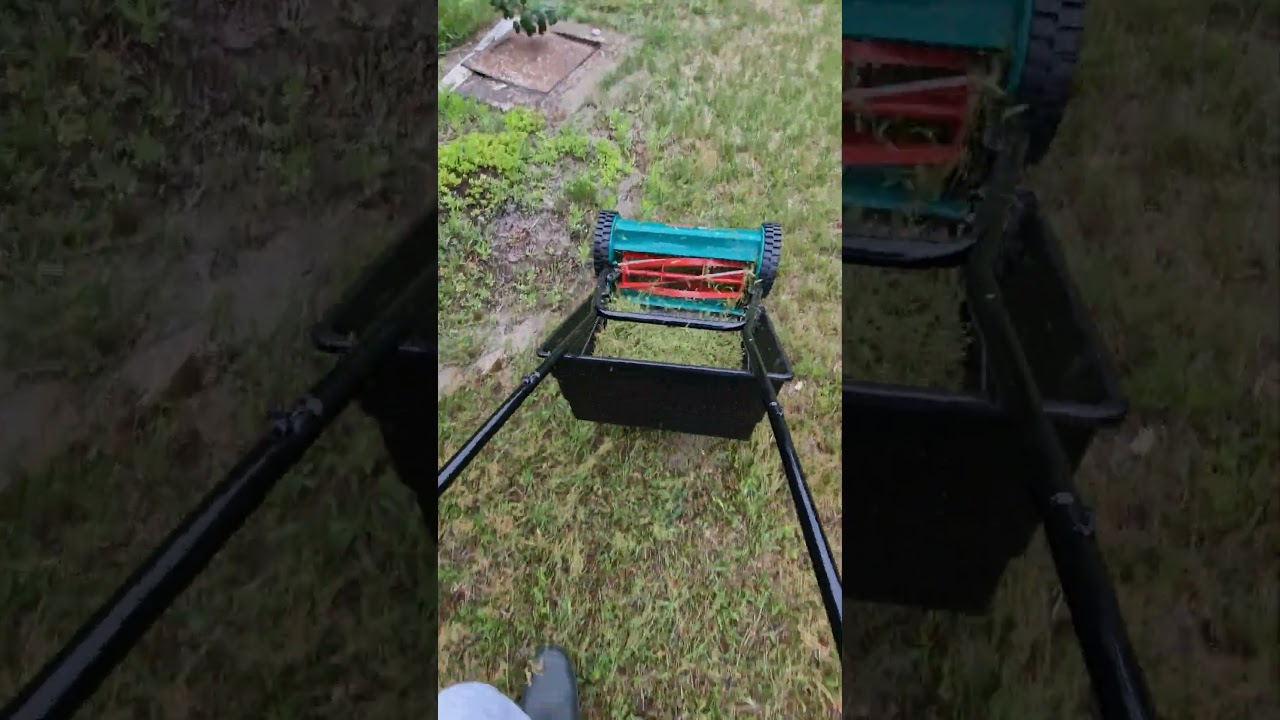 testing Bosch Hand Mower AHM 38 G (manual lawnmower, adjable cutting h: 12-44 mm, cutting w: 38 cm)