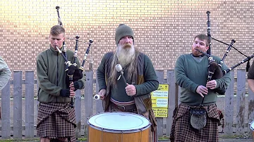 Scottish tribal pipes & drums band Clanadonia playing "Ya Bassa" during St Andrew's Day event 2019
