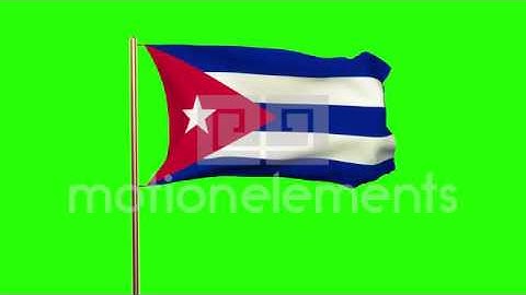 Cuba Flag Waving In The Wind. Green Screen, Alpha Matte. Loopable Animation Stock Animation
