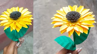 Beautiful Sunflower Making Tutorial - Diy Paper Flower for Room Decoration Paper Craft ।