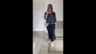 Easy outfit over 40 Cardigan &amp; Satin Skirt