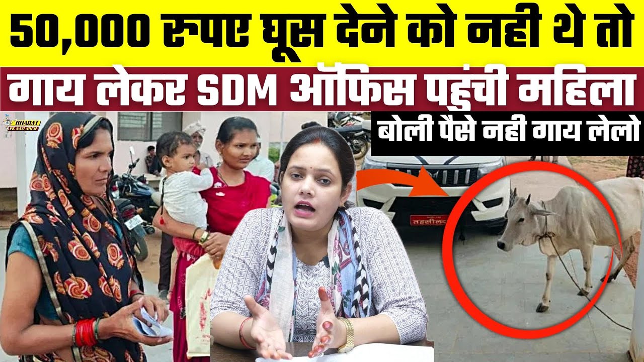 50,000 रुपए घूस देने को नही थे तो गाय लेकर SDM ऑफिस पहुंची महिला, बोली पैसे नही गाय लेलो