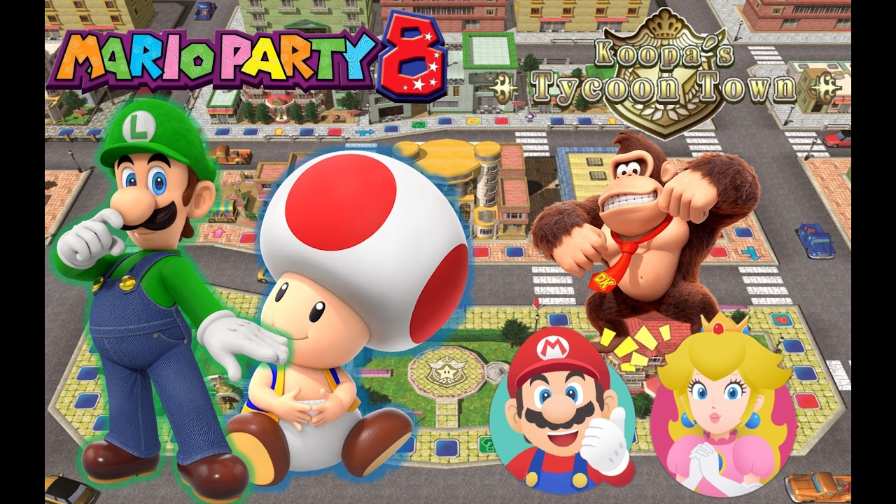 Mario Party 8 - Luigi & Toad vs Mario & Peach - Koopa's Tycoon Town