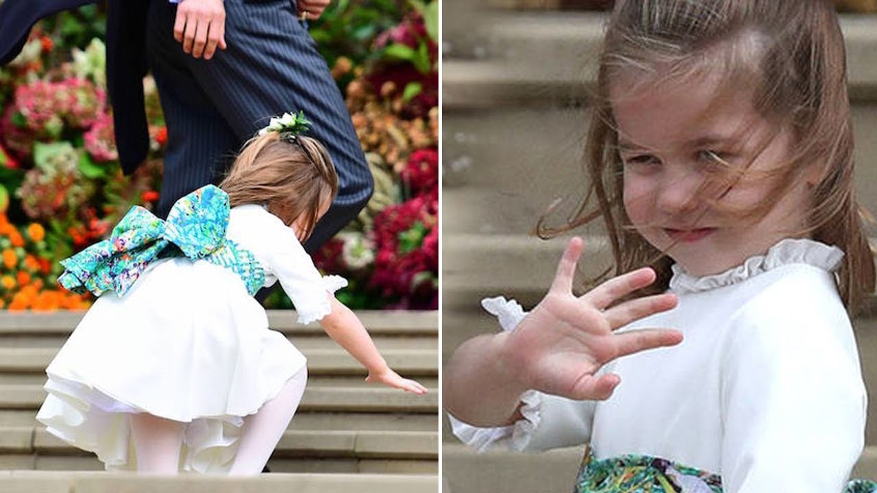 Princess Charlotte Royal wedding: The young princess falls the steps of St George's Chapel