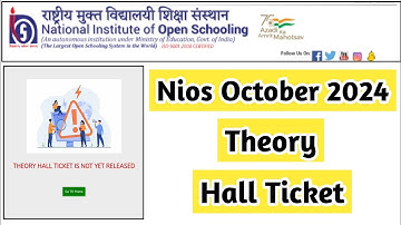 Nios October 2024 Theory Hall Ticket Is Not Declared | Task Is Helping (NIOS) #nios #oct #exam #date