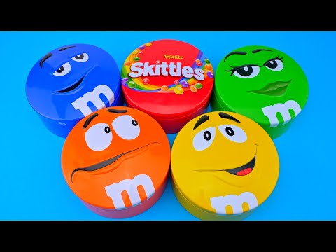 Bright Tins, Soft Sounds, Colorful Candy | Skittles & M&M’s ASMR Unboxing Session