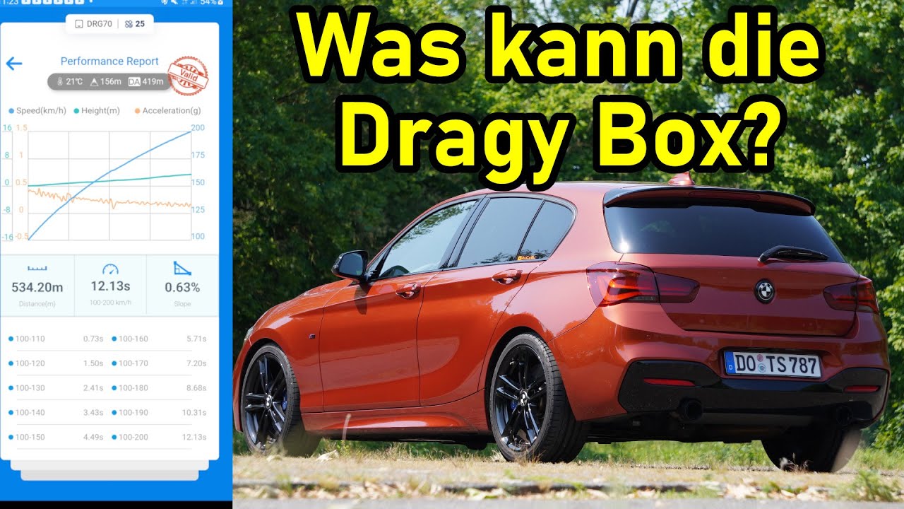 Zeitmessung mit Dragy Box: Wie schnell ist Dein Auto wirklich? 100-200 km/h BMW M140i B58 mit OPF