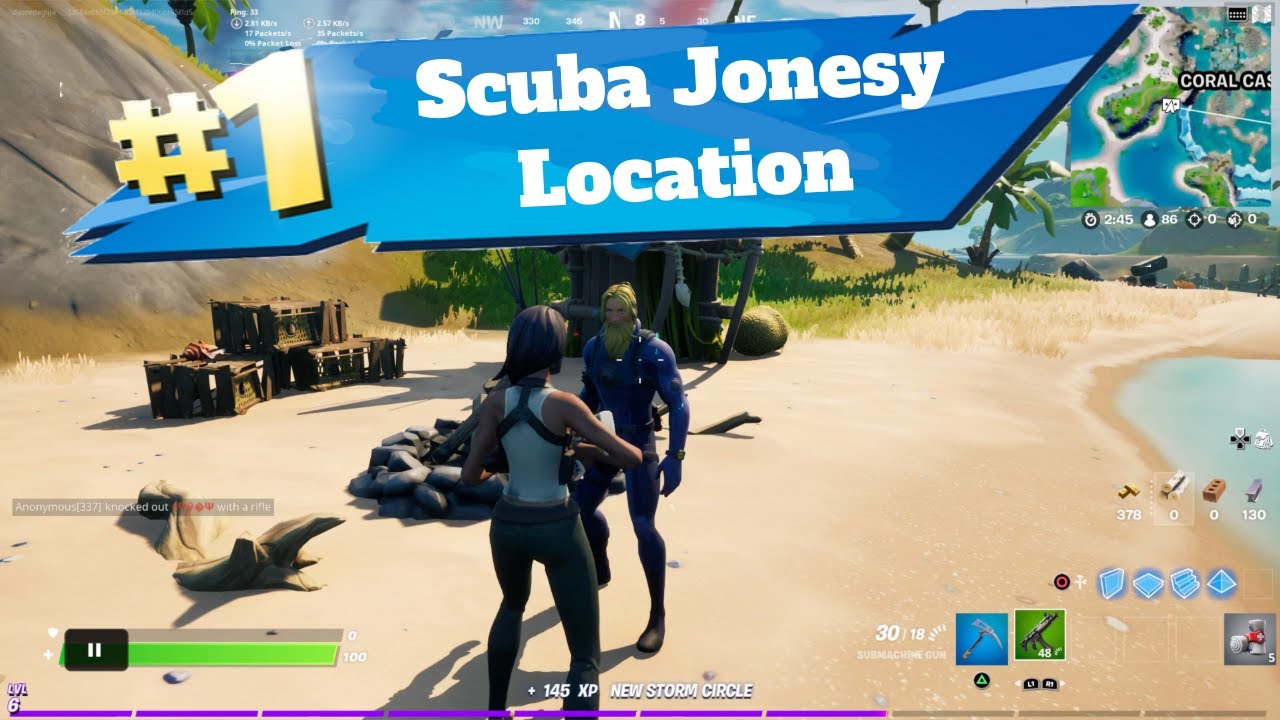 Scuba Jonesy Location - Talk to scuba jonesy and Complete the surf turf Questline