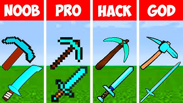 NOOB vs PRO vs HACKER vs GOD Diamond Sword and Pickaxe in Minecraft