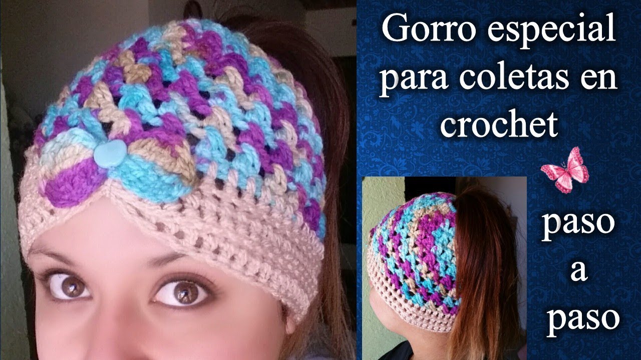 GORRO COLETAS en crochet PASO PASO -