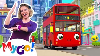 Wheels On The Bus | Lellobee | Nursery Rhymes | MyGo Sign Language For Kids