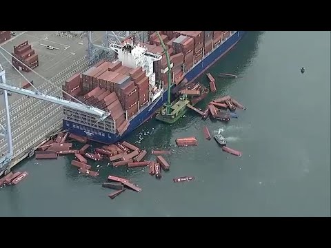 Dozens of shipping containers fall off cargo ship into water at Port of Long Beach, CA