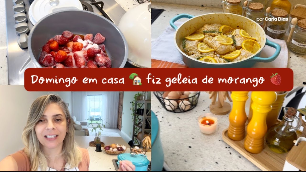 Domingo em casa 🏡 frango com limão 🍋 siciliano - Geleia  de morango 🍓