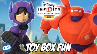 Disney Infinity 3.0 Big Hero 6 Hiro and Baymax Toy Box Fun with Owen vs Liam in our new Toy Box build. We play some Toy Box 